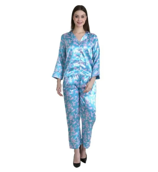 Printed Satin Night Suit