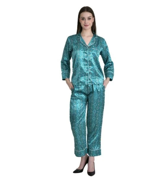Printed Satin Night Suit