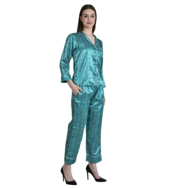 Printed Satin Night Suit