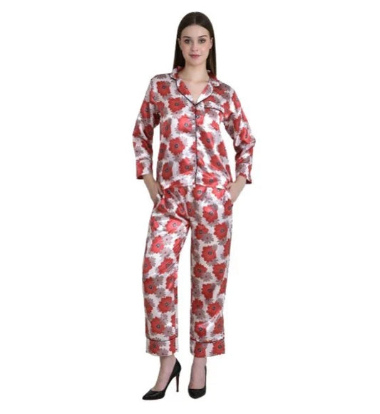 Printed Satin Night Suit
