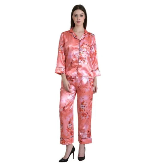 Printed Satin Night Suit