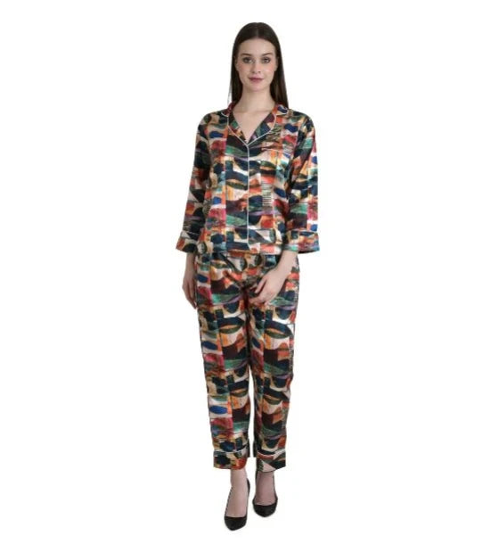 Printed Satin Night Suit