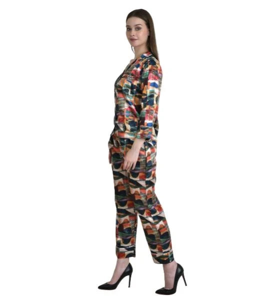 Printed Satin Night Suit