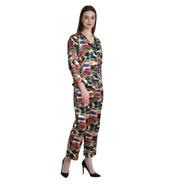 Printed Satin Night Suit