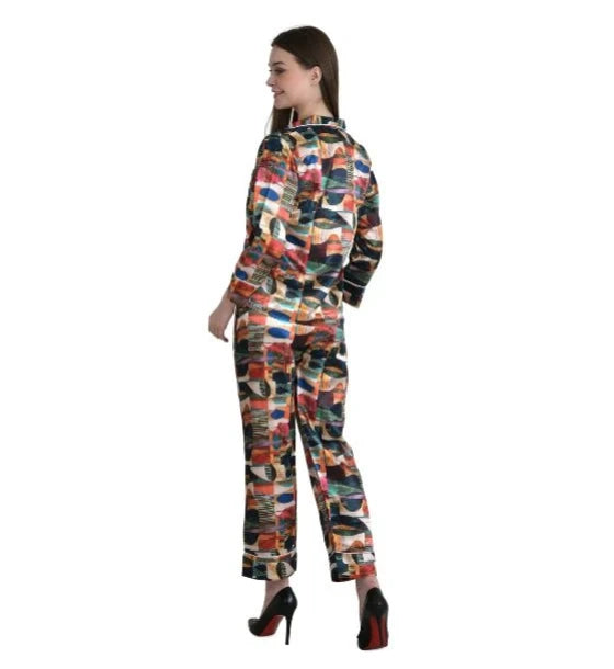 Printed Satin Night Suit