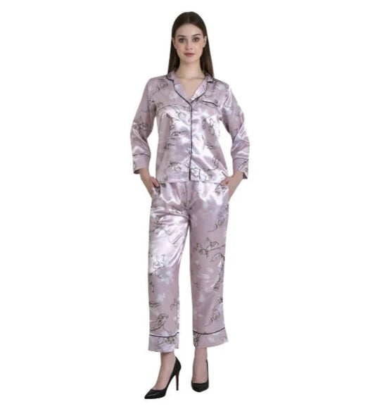 Printed Satin Night Suit